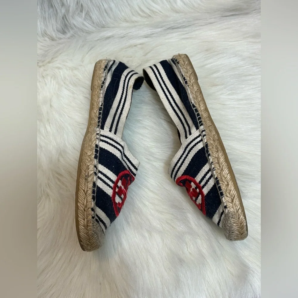 Tory Burch canvas nautical striped espadrille flats